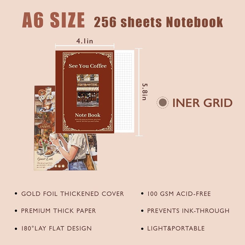 Aromoty Scrapbooking Supplies Kit, Coffee Aesthetic Vintage Scrapbook Kit for Bullet Junk Journal A6 Grid Notebook Stationary Journaling Supplies DIY Craft Birthday Holiday Gifts for Women Kid Teen Girl - Image 5
